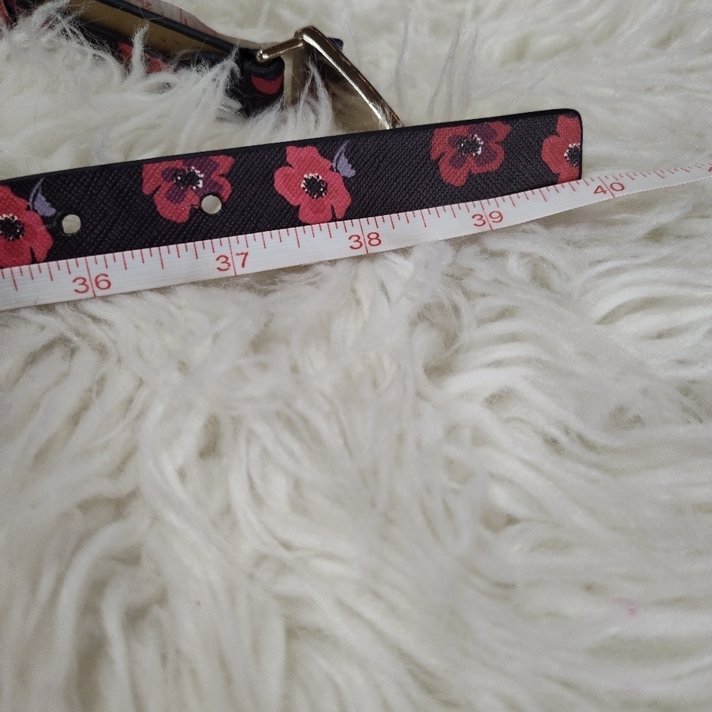 Kate Spade Lori Belt Black Red Floral Leather 37 Inch - Picture 10 of 10